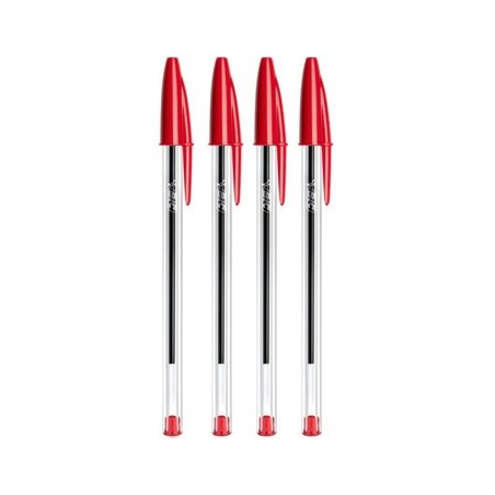 2un Esferográfica Vermelho 1mm Ball Point BIC Cristal 4un