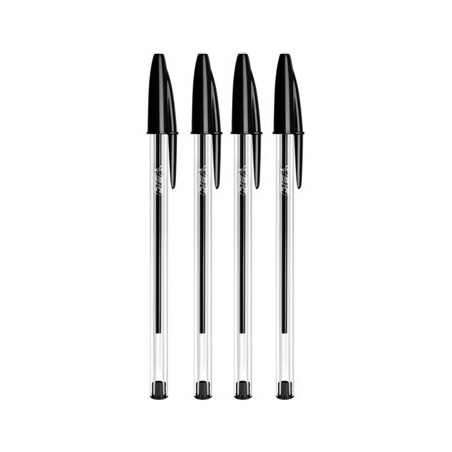 2un Esferográfica Preto 1mm Ball Point BIC Cristal 4un