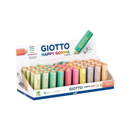 40un Borracha Giotto Happy Gomma Pastel Cx Expositor 1un
