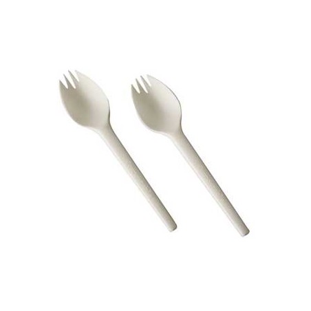 Colher-Garfo Biodegradável C-PLA 2em1 Branco 15,5cm 100un