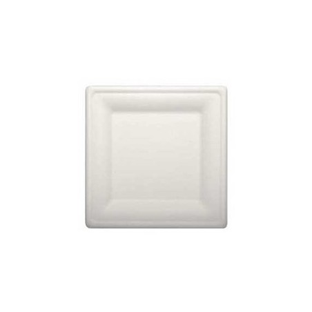 Pratos de Cana de Acucar Cor Natural Quadrado 26x26cm 50un