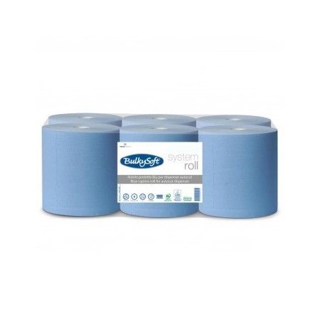 Rolo Toalhas Mão Azul 150mx19cm 2Fls BulkySoft Picotado-6un