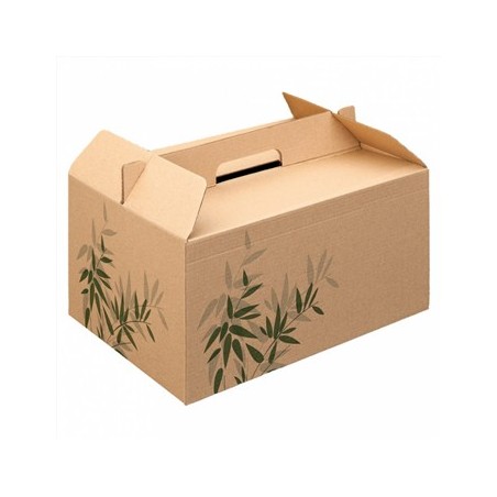 100un Caixa c/Asa p/Menu "Lunch Box" Kraft 28x20x15cm 1un