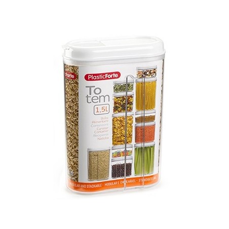 Caixa Plástica c/Tampa Multiusos Totem Branco 1,5L 3un