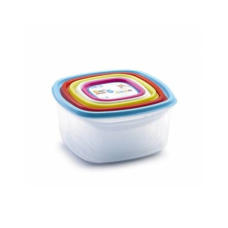 6un Conjunto 5 Caixas Herméticas Quadradas 200-2000ml