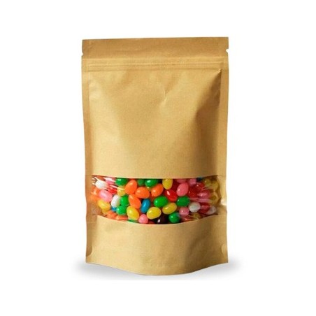 Saco Papel Stand Up com Janela 18x4,5x25,5cm Kraft 200un