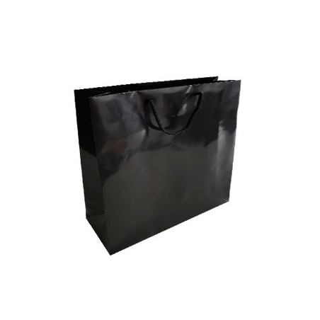 10un Saco Papel Preto 35x12x36cm c/Asa Cordão 1un