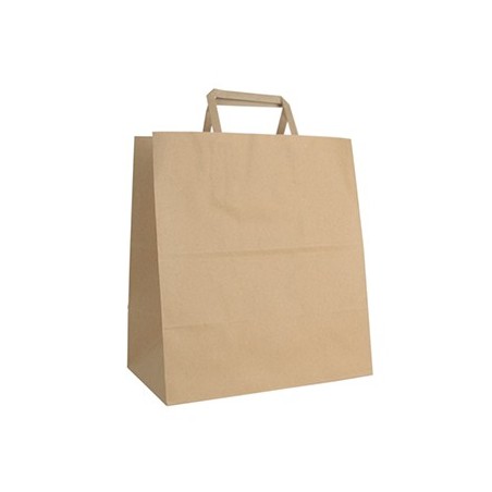 250un Saco 27x16x28cm Papel Kraft c/Asa Plana 090g 1un