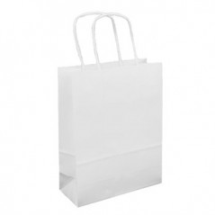 350un Saco 18x08x23cm Papel Branco c/Asas 080g 1un