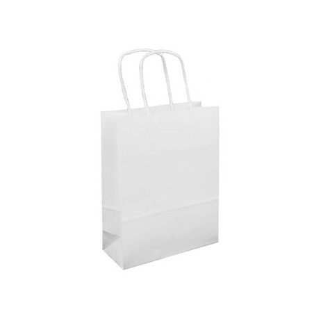 350un Saco 18x08x23cm Papel Branco c/Asas 080g 1un