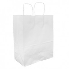 250un Saco 27x16x31cm Papel Branco c/Asas 100g 1un