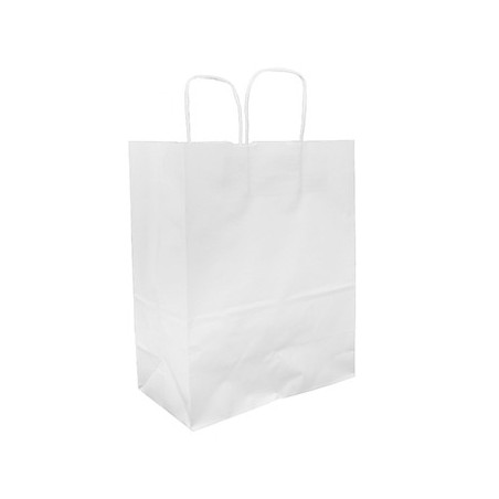 250un Saco 27x16x31cm Papel Branco c/Asas 100g 1un