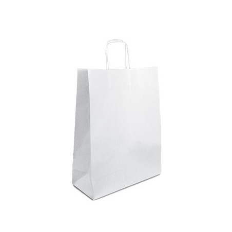 250un Saco 24x09x31cm Papel Branco c/Asas 090g 1un