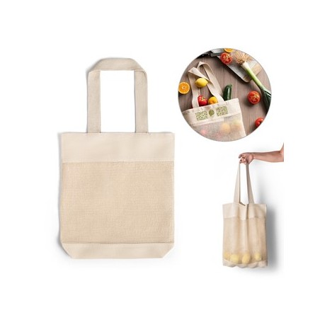 2un Saco de Compras 100% Algodão Alças e Malha 170g