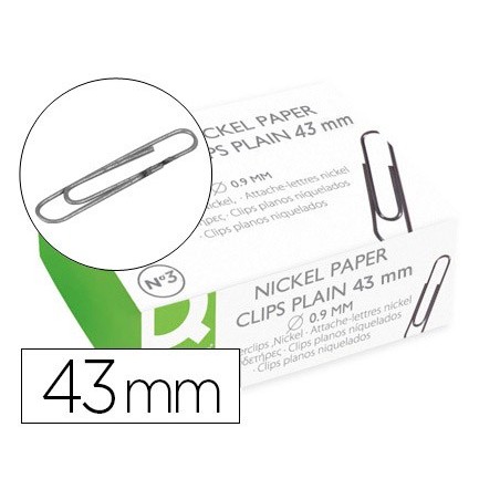 CLIPS Q-CONNECT NIQUELADOIS Nº3 43 MM CAIXA DE 100 UNIDADES