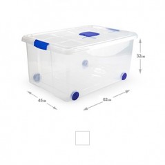 Caixa Plástico c/Rodas 62x45x32cm 57 Litros
