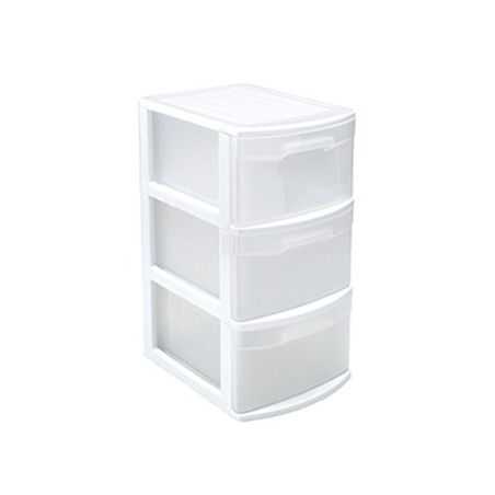Bloco 3 Gavetas Plástico Tamesis 39x28,5x58,5cm Branco