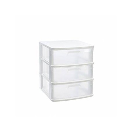 Bloco 3 Gavetas Plástico Sena 40x39x49,5cm Branco
