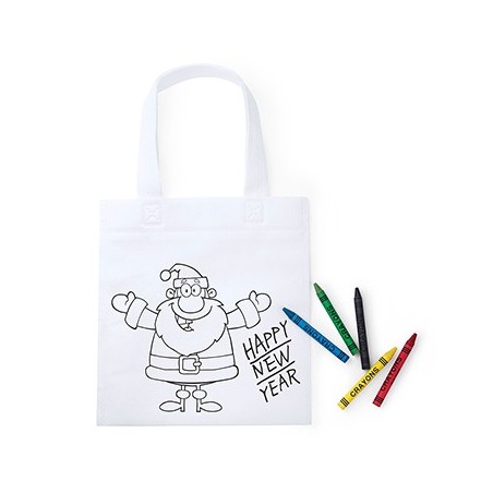 5un Saco Infantil de Natal  Branco com Lápis de Cera