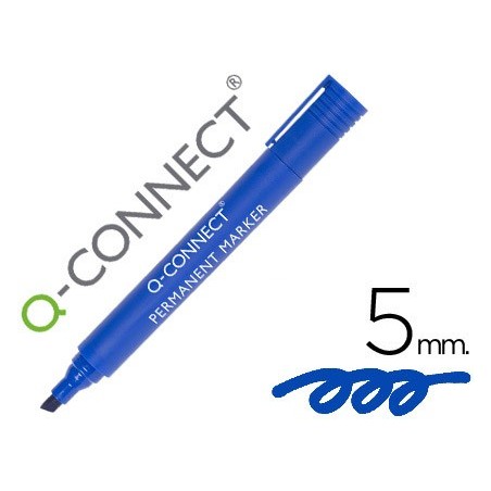 MARCADOR Q-CONNECT PERMANENTE AZUL PONTA BISELADA 5.0 MM