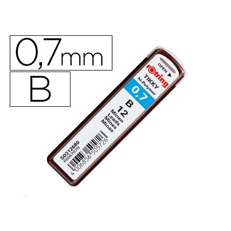 MINAS ROTRING GRAFITE 0,7 MM B ESTOJO DE 12 MINAS