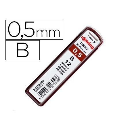 MINAS ROTRING GRAFITE 0,5 MM B ESTOJO DE 12 MINAS