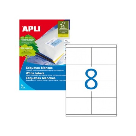 Etiquetas 105x70 Apli 100 Folhas A4 800un