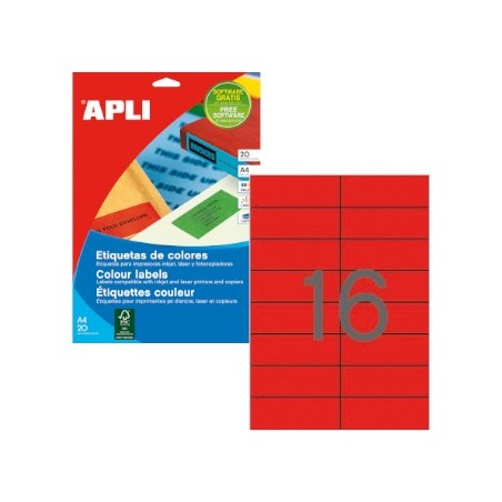 Etiquetas 105x37 Apli 20 Folhas 320un Vermelho / Papeis e Tr