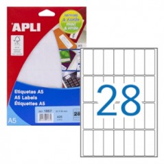 Etiquetas 20x50 Apli 01867 15 Folhas A5 420un / Escritorio e