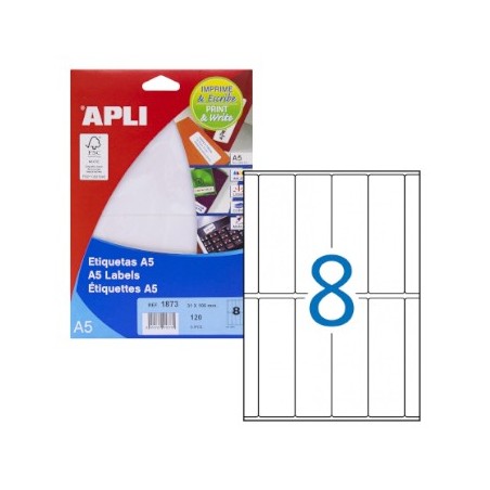 Etiquetas 31x100 Apli 01873 15 Folhas A5 120un / Escritorio