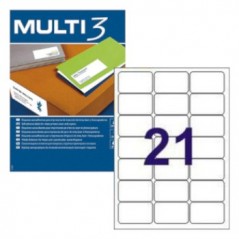 Etiquetas 63,5x38,1 Multi3 100 Folhas 2100un