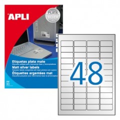Etiquetas 45,7x21,2mm Apli  Prateado 20 Folhas A4 960un / Pa