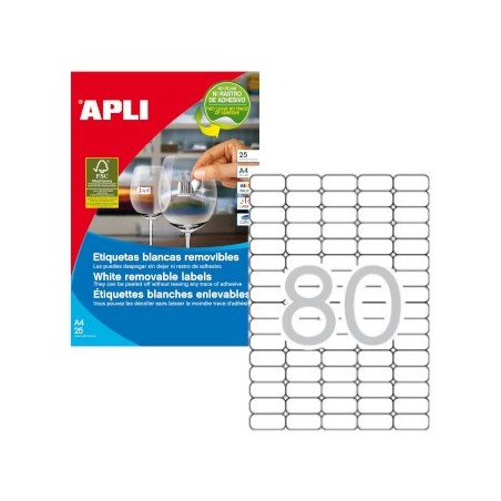 Etiquetas Removiveis 35,6x16,9mm 25 Folhas A4 2000un / Papei