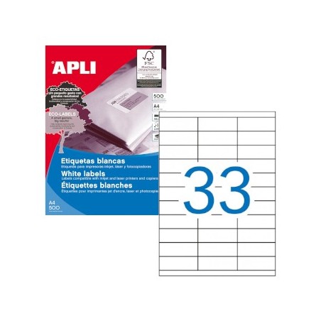 Etiquetas 70x25,4 Apli 500 Folhas A4 16500un