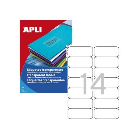 Etiqueta Transparente (Laser) Apli 99,1x38,1 20 Fls A4 280un