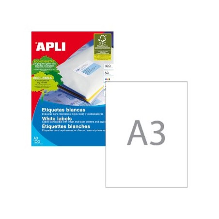 Etiquetas 297x420 Apli 100 Folhas A3 100un / Papeis e Transf