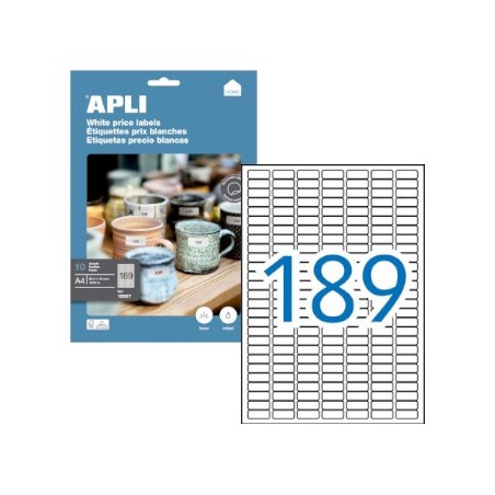 Etiquetas 25,4x10 Apli 12927 10 Folhas A4 1890un / Papeis e