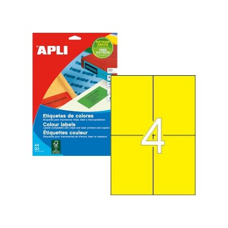 Etiquetas 105x148 Apli 20 Folhas A4 80un Amarelo / Papeis e