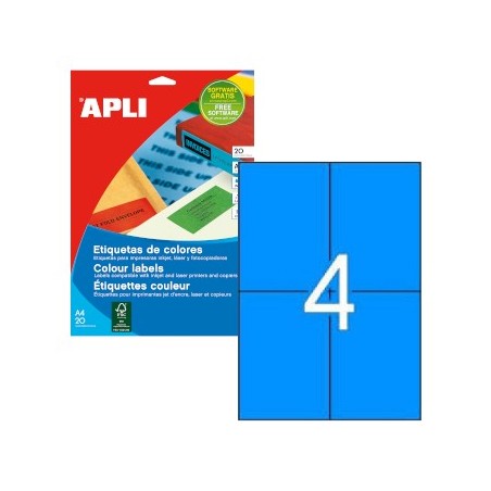 Etiquetas 105x148 Apli 20 Folhas A4 80un Azul / Papeis e Tra