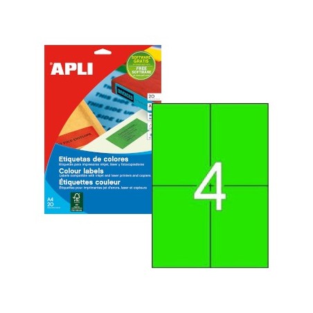 Etiquetas 105x148 Apli 20 Folhas A4 80un Verde / Papeis e Tr