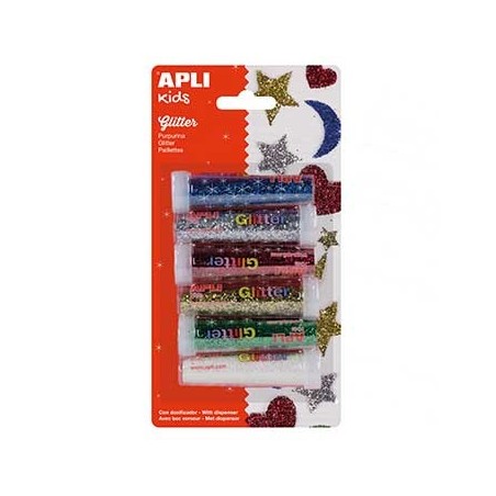 Purpurina em Pó Apli Frasco 7gr 6 cores