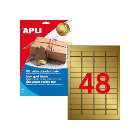 Etiquetas 45,7x21,2mm Apli  Dourado 20 Folhas A4 960un / Pap