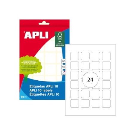 10un Etiquetas 24x24mm Apli 10 Folhas Branco 240un / Papeis