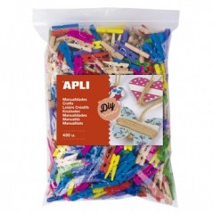 Mini Molas para Papeis Madeira 25x3mm Cores Sortidas 450un