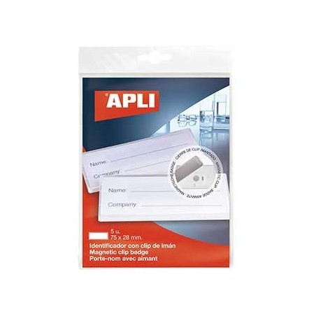 Identificador c/Clip de Iman 75x28mm Branco 5un