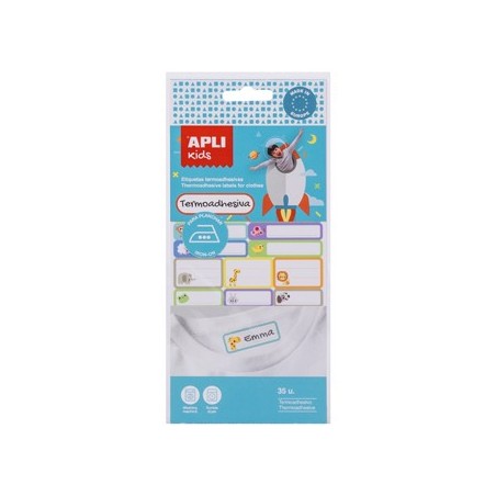 Etiquetas 100x220mm Apli Termoadesivas p/Roupa c/Bonecos 35u