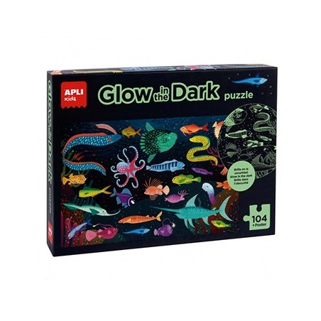 Jogo Educativo Puzzle Apli Fluorescente Oceano 104 Peças