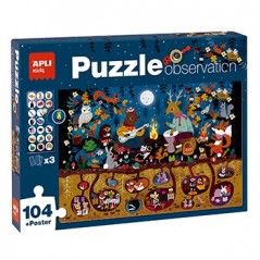 Jogo Educativo Puzzle Apli Observação do Bosque 104 Peças