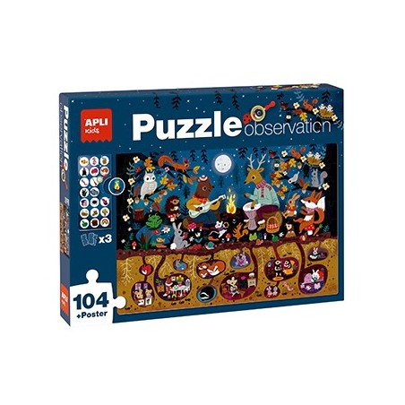 Jogo Educativo Puzzle Apli Observação do Bosque 104 Peças