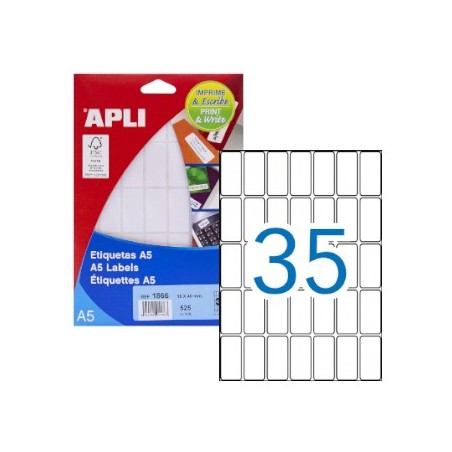 Etiquetas 19x40mm Apli 15 Folhas A5 525un / Papeis e Transfo
